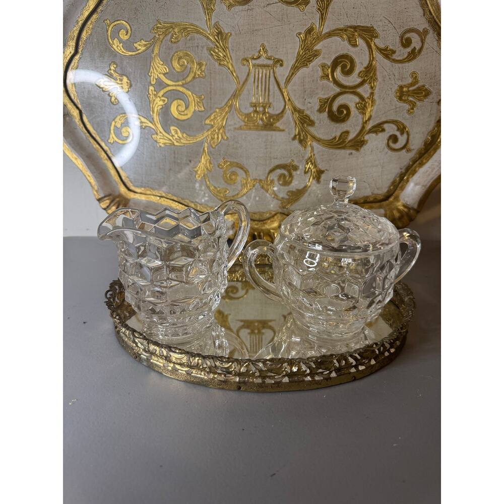 Vintag Fostoria American Creamer and Sugar Set